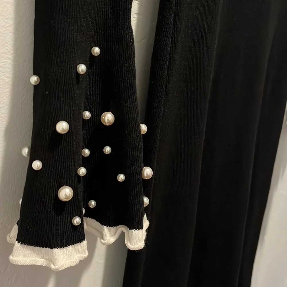 Jean Louis Francois Black Long Sleeve Dress Size S/M - Picture 9 of 13